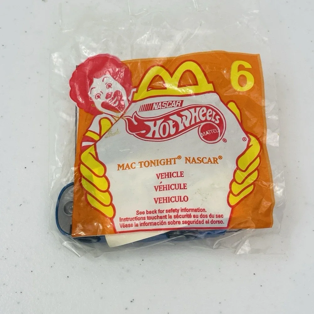 1998 McDonalds Happy Meal Toy Hot Wheels Mac Tonight Nascar 6 Blue Vtg